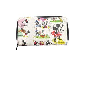 Disney Mickey & Minnie Mouse Printed Wallet With Zip Around Closure NWOT